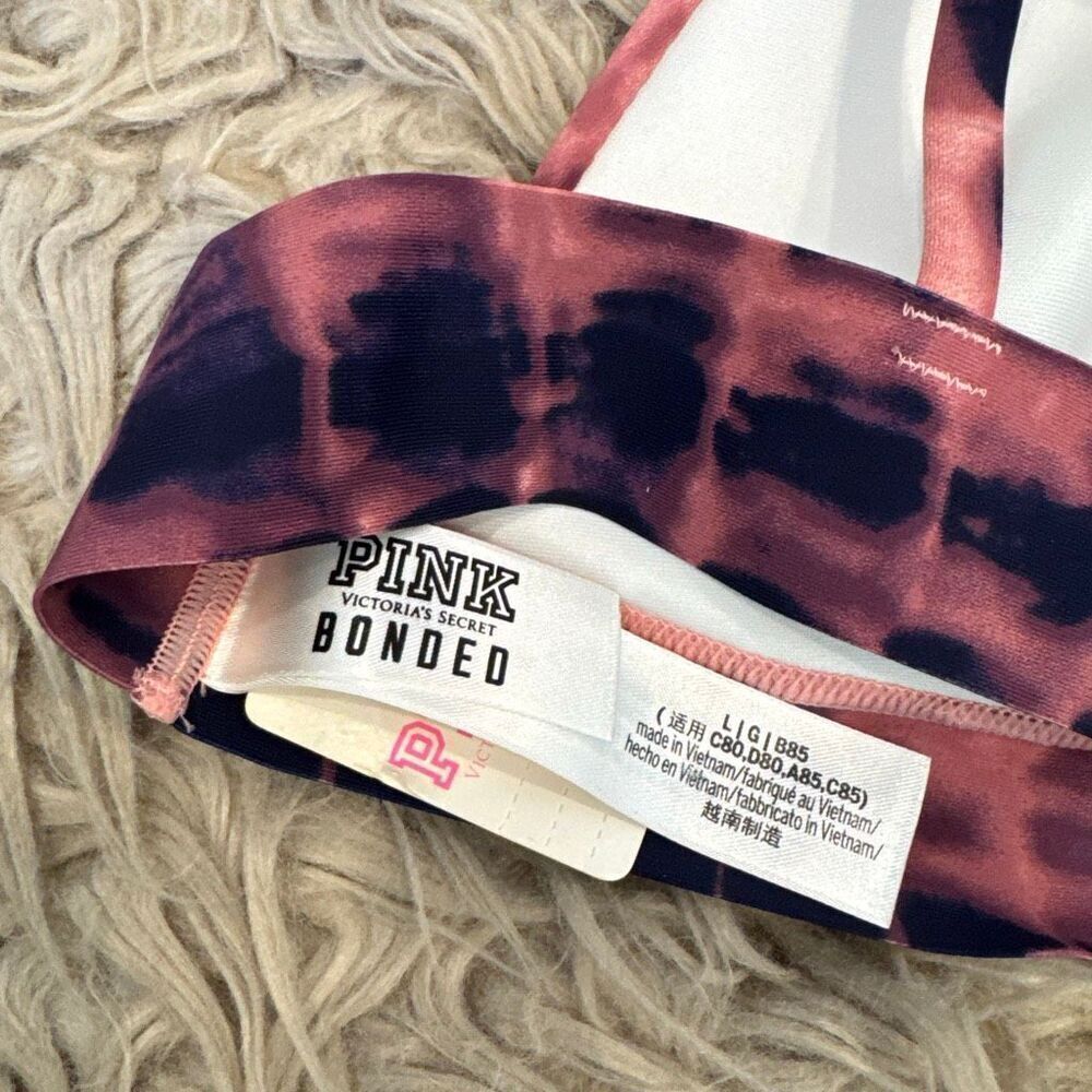 NWT Victoria’s Secret Pink Bonded Strappy Bralette Bra Tie Dye Size Large - Picture 2 of 4